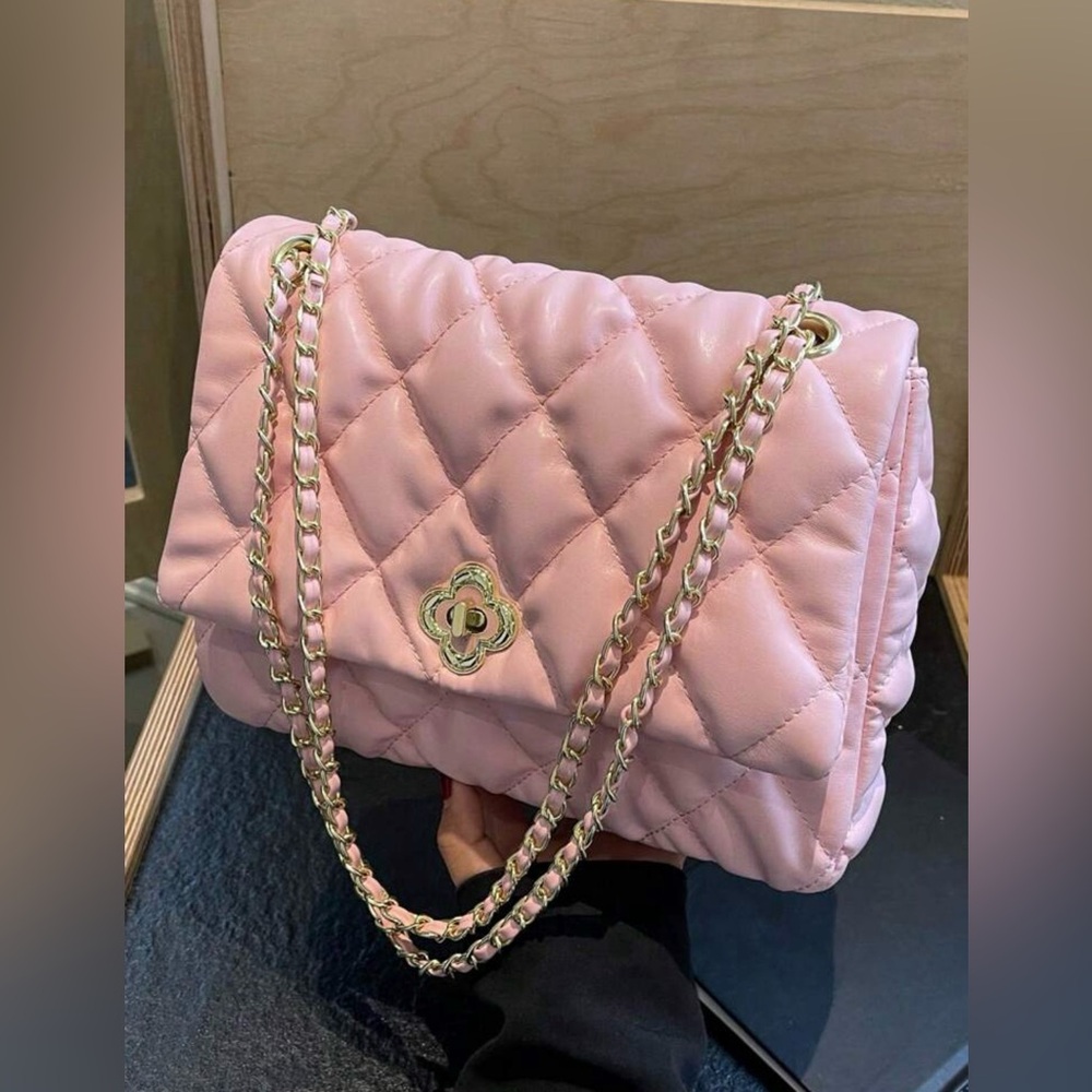 Ladies' Shoulder Bag Diamond Pattern Embroidery Flap Soft Pillow Bag